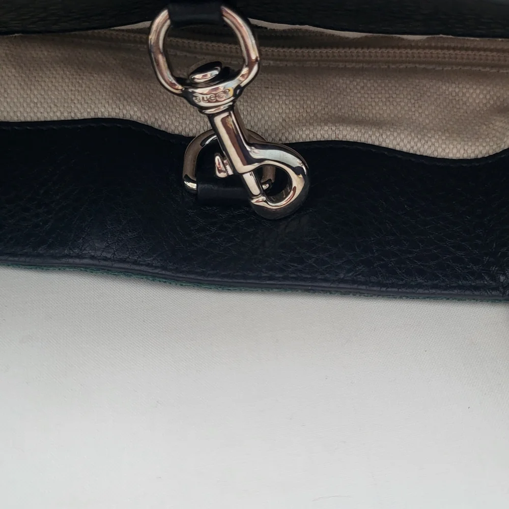 Gucci Black and Brown Tote Bag with Red Stripe